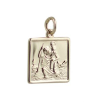 9ct Gold 17x17mm square St Christopher Pendant