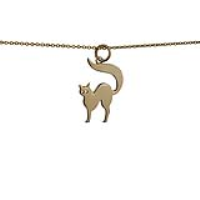 9ct Gold 17x18mm Cat Pendant with a 1.1mm wide cable Chain