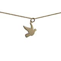 9ct Gold 17x19mm Bird Pendant with a 1.1mm wide cable Chain