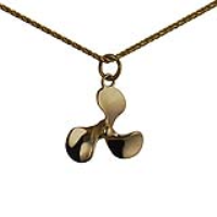9ct Gold 17x20mm Propellor Pendant with a 1.1mm wide spiga Chain