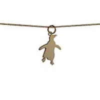 9ct Gold 17x22mm Penguin Pendant with a 1.1mm wide cable Chain