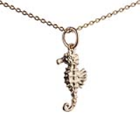 9ct Gold 17x9mm Seahorse Pendant with a 1.1mm wide cable Chain