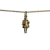 9ct Gold 17x9mm William Shakespeare Pendant with a 1.1mm wide cable Chain