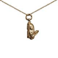 9ct Gold 18x10mm solid Rabbit Pendant with a 1.1mm wide cable Chain