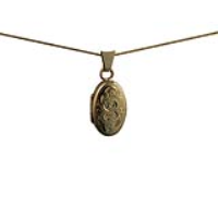 9ct Gold 18x11mm oval hand engraved Locket with a 0.6mm wide curb Chain 16 inches Only Suitable for Children
