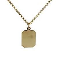 9ct Gold 18x12mm plain rectangular Disc Pendant with a 1.8mm wide belcher Chain 16 inches Only Suitable for Children