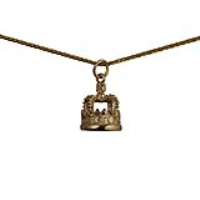 9ct Gold 18x12mm Royal Crown Pendant with a 1.1mm wide spiga Chain