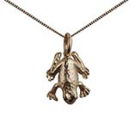 9ct Gold 18x13mm solid Frog Pendant with a 0.6mm wide curb Chain