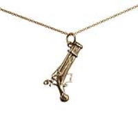 9ct Gold 18x14mm solid Flintlock Pistol Pendant with a 1.1mm wide cable Chain 16 inches Only Suitable for Children