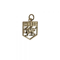 9ct Gold 18x15mm Wales Badge Pendant or Charm
