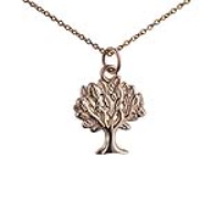 9ct Gold 18x17mm Tree of Life Pendant with a 1.1mm wide cable Chain