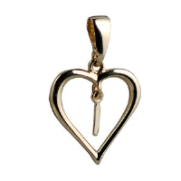 9ct Gold 18x18mm Initial I in a Heart Pendant on a bail loop