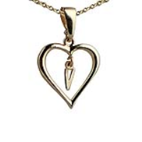 9ct Gold 18x18mm Initial V in a Heart Pendant on a bail loop with a 1.1mm wide cable Chain