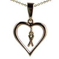 9ct Gold 18x18mm Initial X in a Heart Pendant on a bail loop with a 1.1mm wide cable Chain