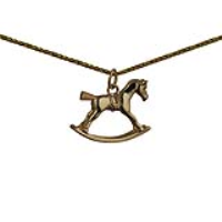 9ct Gold 18x23mm Rocking Horse Pendant with a 1.1mm wide spiga Chain