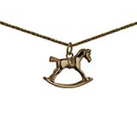 9ct Gold 18x23mm Rocking Horse Pendant with a 1.1mm wide spiga Chain 16 inches Only Suitable for Children