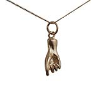 9ct Gold 18x7mm solid Divers OK Hand Signal Pendant with a 0.6mm wide curb Chain