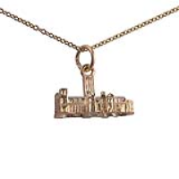 9ct Gold 18x9mm The Houses of Parliament Pendant with a 1.1mm wide cable Chain 16 inches Only Suitable for Children