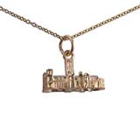 9ct Gold 18x9mm The Houses of Parliament Pendant with a 1.1mm wide cable Chain 20 inches