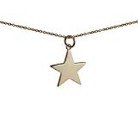 9ct Gold 19mm Star Pendant with a 1.1mm wide cable Chain