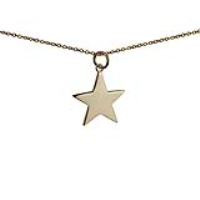 9ct Gold 19mm Star Pendant with a 1.1mm wide cable Chain 18 inches
