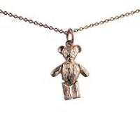 9ct Gold 19x13mm moveable Teddy Bear Pendant with a 1.1mm wide cable Chain