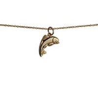 9ct Gold 19x14mm Fish Pendant with a 1.1mm wide cable Chain