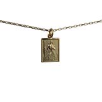 9ct Gold 19x14mm rectangular St Christopher Pendant with a 1.4mm wide belcher Chain