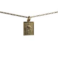 9ct Gold 19x14mm rectangular St Christopher Pendant with a 1.4mm wide belcher Chain 20 inches