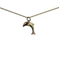 9ct Gold 19x15mm domed Dolphin Pendant with a 1.1mm wide cable Chain 16 inches Only Suitable for Children