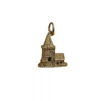 9ct Gold 19x15mm moveable Charm a Church inside a tiny Bride and Groom