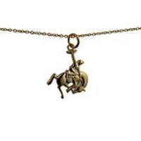 9ct Gold 19x16mm Rodeo Pendant with a 1.1mm wide cable Chain