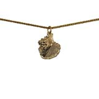 9ct Gold 19x18mm Sea Shell Pendant with a 1.1mm wide spiga Chain 16 inches Only Suitable for Children