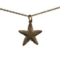 9ct Gold 19x19mm Starfish Pendant with a 1.1mm wide cable Chain
