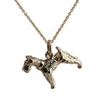 9ct Gold 19x22mm Airedale Terrier Pendant with a 1.1mm wide cable Chain 16 inches Only Suitable for Children