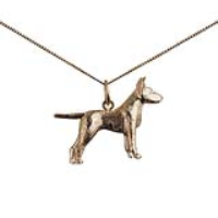 9ct Gold 19x25mm Staffordshire Bull Terrier Pendant with a 0.6mm wide curb Chain 16 inches Only Suitable for Children