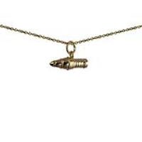 9ct Gold 19x7mm Jet Engine Pendant with a 1.1mm wide cable Chain 20 inches
