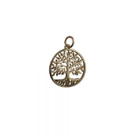 9ct Gold 20mm round 1.5mm thick Tree of Life Pendant or Charm