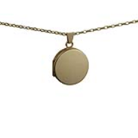 9ct Gold 20mm round plain flat Locket with a 1.4mm wide belcher Chain 16 inches Only Suitable for Children