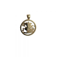 9ct Gold 20mm round Saint George and the Dragon Pendant