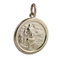 9ct Gold 20mm round St Christopher Pendant