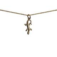 9ct Gold 20x10mm Lizard Pendant with a 1.1mm wide cable Chain