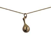 9ct Gold 20x10mm Maracas Pendant with a 1.1mm wide cable Chain