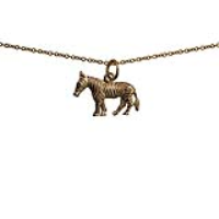 9ct Gold 20x10mm Zebra Pendant with a 1.1mm wide cable Chain