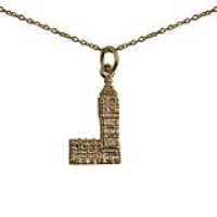 9ct Gold 20x11mm Big Ben Pendant with a 1.1mm wide cable Chain