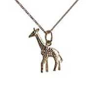 9ct Gold 20x13mm Giraffe Pendant with a 0.6mm wide curb Chain