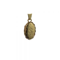 9ct Gold 20x13mm oval hand engraved twisted wire edge Locket