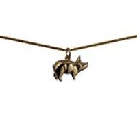 9ct Gold 20x13mm standing Pig Pendant with a 1.1mm wide spiga Chain