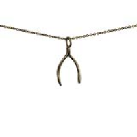 9ct Gold 20x13mm Wishbone Pendant with a 1.1mm wide cable Chain