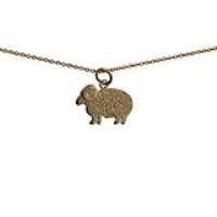 9ct Gold 20x14mm Sheep Pendant with a 1.1mm wide cable Chain